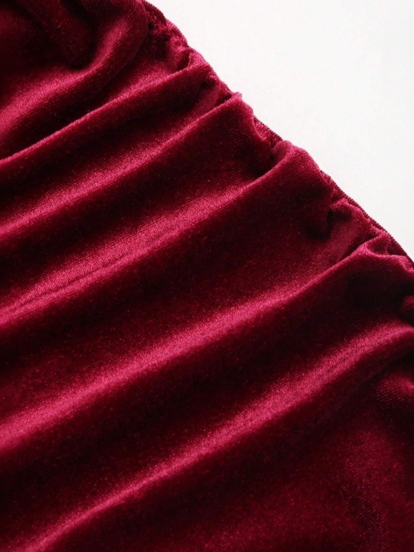 Women'S Elegant Vintage Luxury Deep V-Neck Long Formal gown - Tailored A-Line Party dress with Ruffled Hem, Burgundy/Deep RedNavy/Forest Green/ - All-Season Evening Gala, Wedding, Prom, Awards - Sophisticated Evening Attire for Women - Structured Fi - Image 4