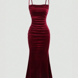 Women'S Elegant Vintage Luxury Deep V-Neck Long Formal gown - Tailored A-Line Party dress with Ruffled Hem, Burgundy/Deep RedNavy/Forest Green/ - All-Season Evening Gala, Wedding, Prom, Awards - Sophisticated Evening Attire for Women - Structured Fi