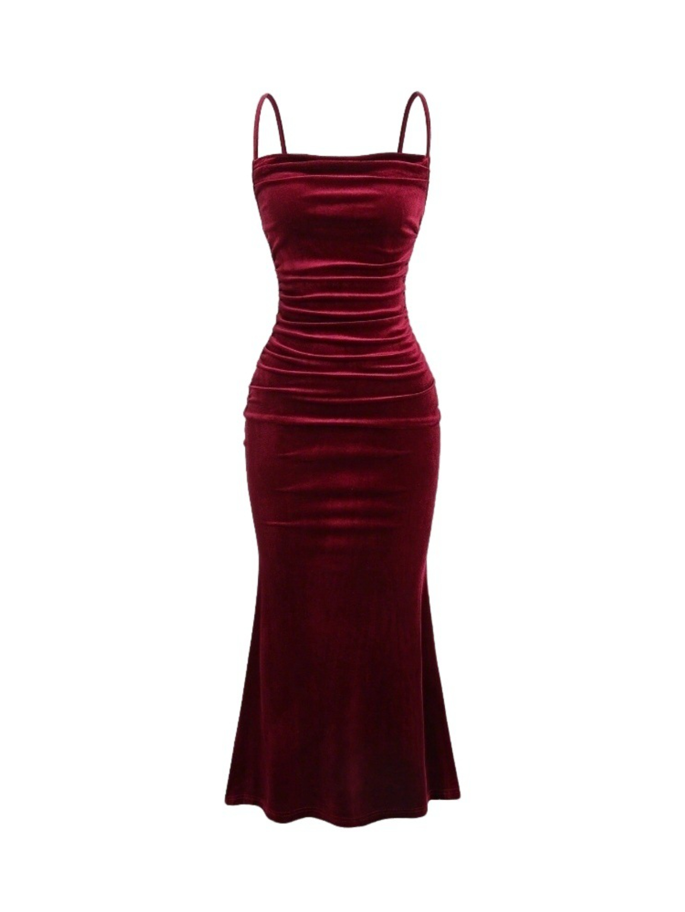 Women'S Elegant Vintage Luxury Deep V-Neck Long Formal gown - Tailored A-Line Party dress with Ruffled Hem, Burgundy/Deep RedNavy/Forest Green/ - All-Season Evening Gala, Wedding, Prom, Awards - Sophisticated Evening Attire for Women - Structured Fi - Image 5