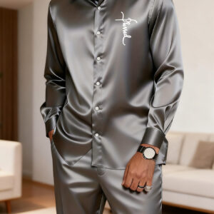 2pcs Set, Men's Casual Shirt Set - Long Sleeve Shirt Paired with Straight-leg Pants, Classic High-end Geometric Print Shirt Set, Perfect for Daily Wear, Street Outings, Dates, or Gifts. Men's Casual Sports Set, Breathable and Comfortable, Essentia