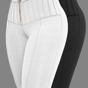 Two-Piece Set, Elegantly Stylish And Versatile for Women, Comfort And Relaxed Fit, Trendy And Personalized Look, Elastic Waistband with Pleats, Front Zipper Design, Perfect for Daily Home Wear Or Commuting