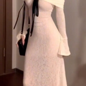 SCACTO Women's Elegant -Neck Slip Dress - Long Sleeve Bodycon Clothing Suitable for Weddings, Parties & Formal Events - Machine Washable Contoured Dress