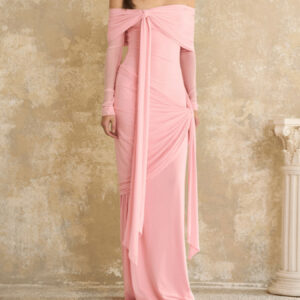 Spring Summer Women'S Niche Dress | Soft Fabric Relaxed Fit Tapered Design | New Arrival Slim Fit Off Shoulder Ribbon Tie Long Length Dress Elegant Style for Vacation Ready and Networking Event Occasions | Flowy | Solid Color, Fit and Flare Style