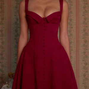 New French Strappy Dress- Waist-Defining Vintage Design Sense Maxi Dress- Elegant Fashionable Women's Wear