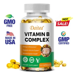 Organic Vitamin B Complex Supports Energy, Immune Health, Antioxidant Supplement - 30/60/120 Vegetarian Capsules