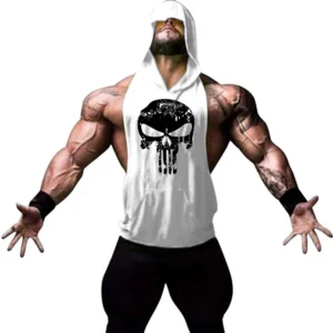 Fashionable and trendy men's summer personalized printed gym exercise and leisure comfortable and refreshing hooded vest