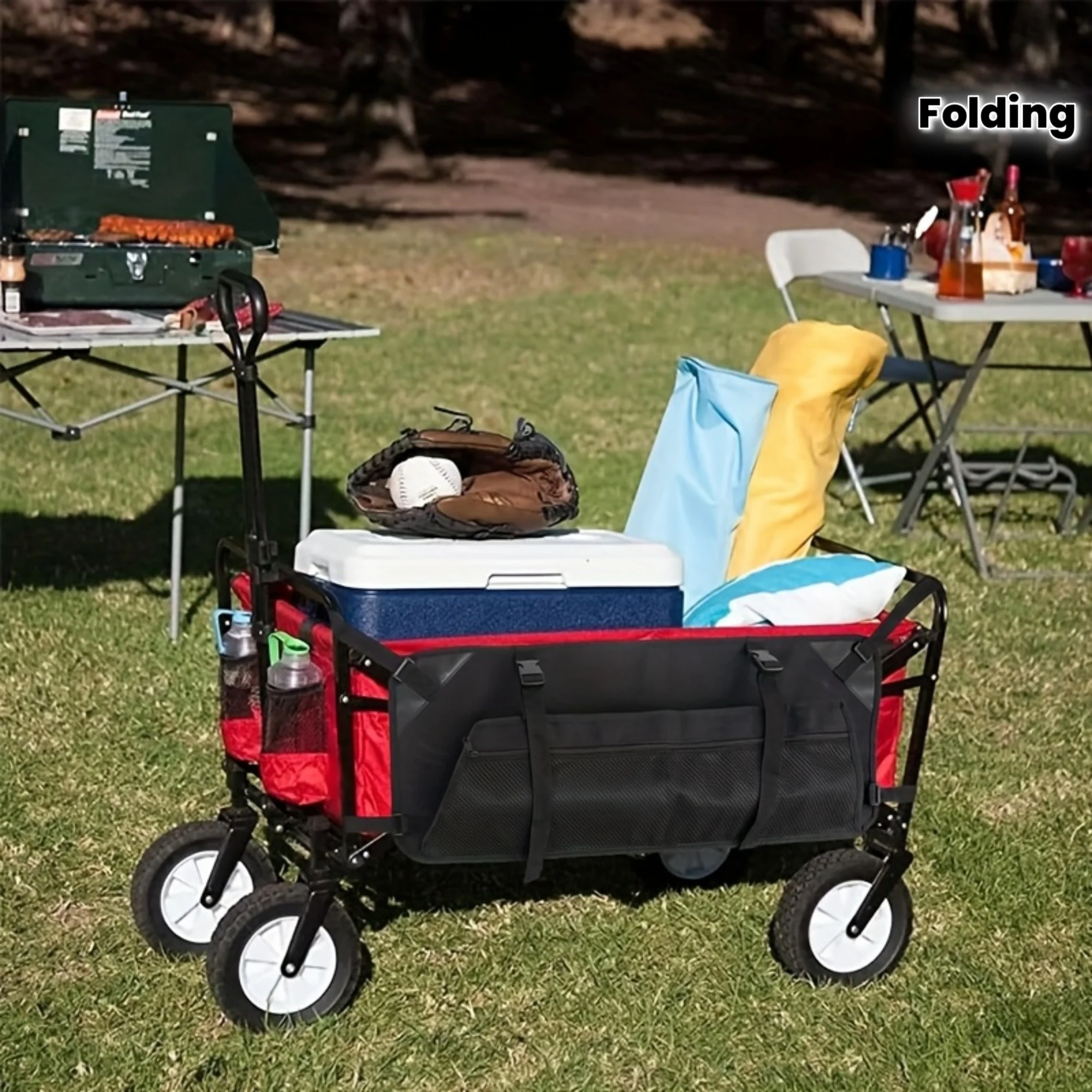 Folding Wagon Side Bag, 900D Oxford Storage Bag with Mesh Bag, Used for Folding…