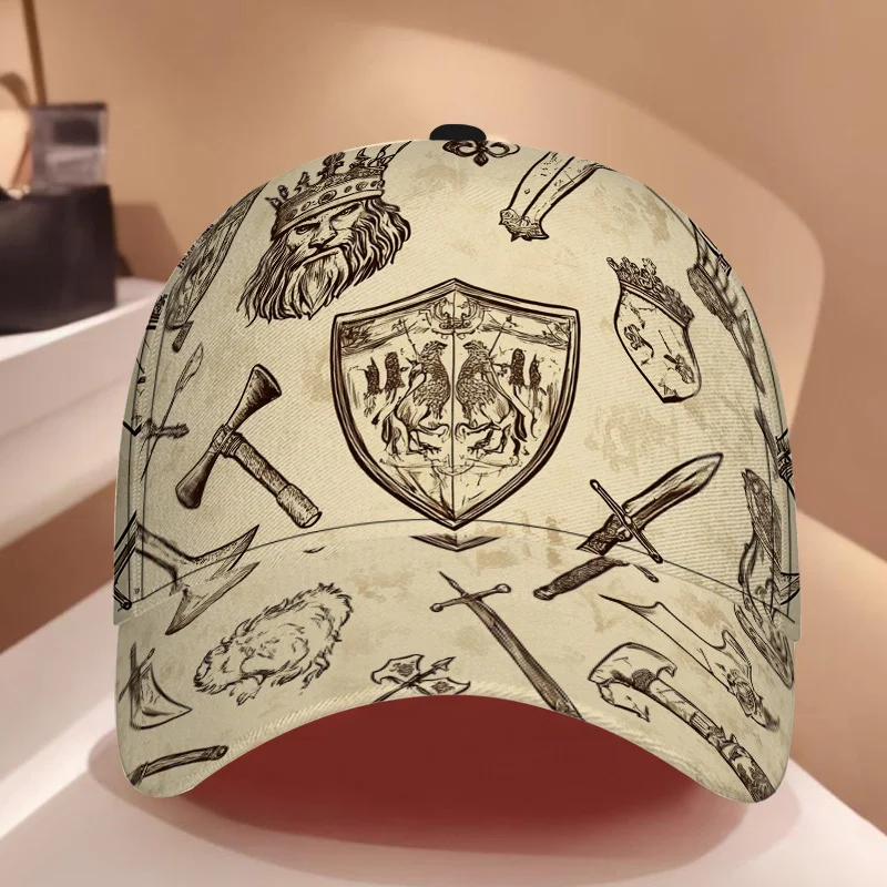 1pc of Medieval Shield And Weapon Design Baseball Cap - a Fashionable Adjustabl…