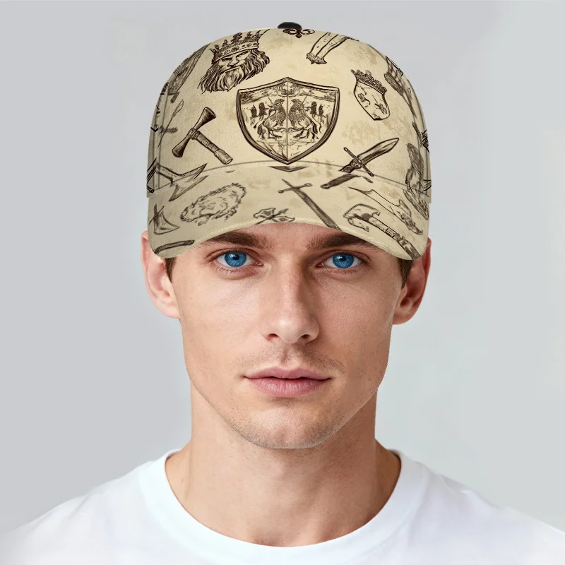 1pc of Medieval Shield And Weapon Design Baseball Cap - a Fashionable Adjustabl… - Image 17