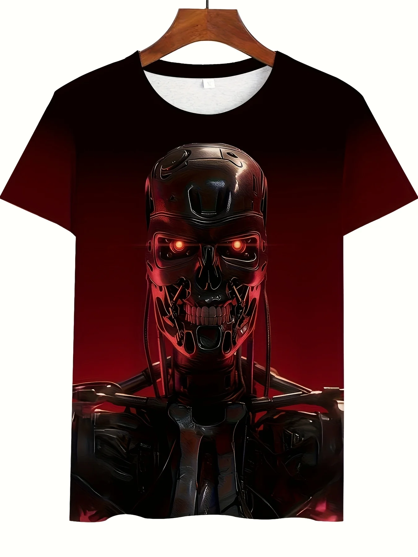 Printed Design - Not Textured Men's T-Shirt with Robot Pattern 3D Printed Top, Summer Street Fashion Regular Fit Men's T-Shirt - Image 9