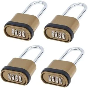 4 Digit Combination Lock, 4 Pack Heavy Duty Combination Padlock with 2.5 Inch Long Shackle Outdoor Waterproof Padlock for Gate, Yard, Fence, School 4