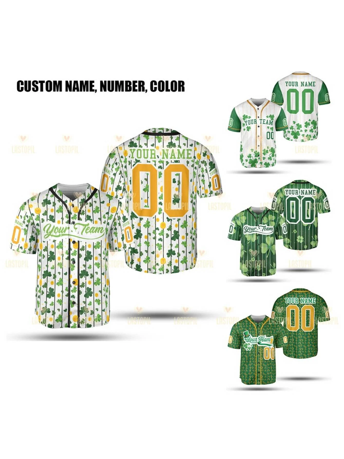 High-Quality Baseball Jersey Personalized St Patrick's Day Baseball Jersey Baseball Team Shirt Baseball Kid Shirt Gift For Baseball Player Shamrock Lucky Shirt - Image 2