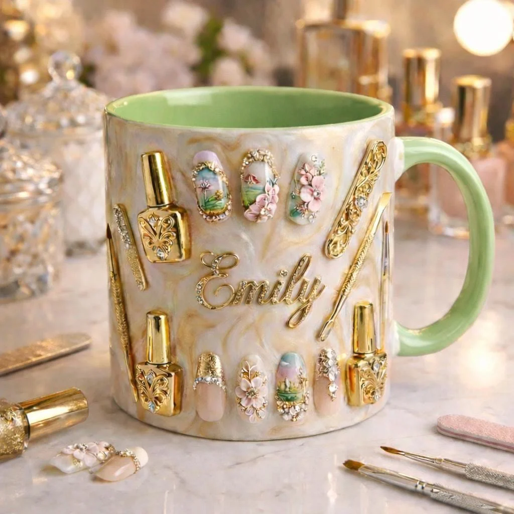 Luxury Nail Tech Mug Personalized Name, Nail Artist Gift, 3D Nail Art Coffee Mu… - Image 4