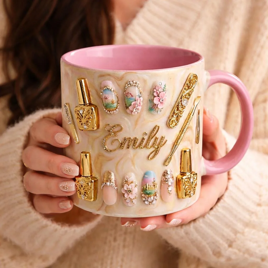 Luxury Nail Tech Mug Personalized Name, Nail Artist Gift, 3D Nail Art Coffee Mu… - Image 13