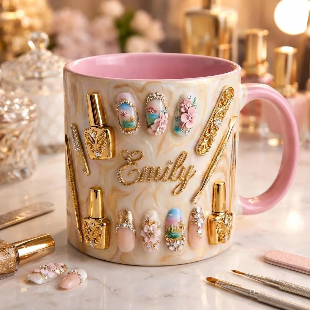 Luxury Nail Tech Mug Personalized Name, Nail Artist Gift, 3D Nail Art Coffee Mu… - Image 14