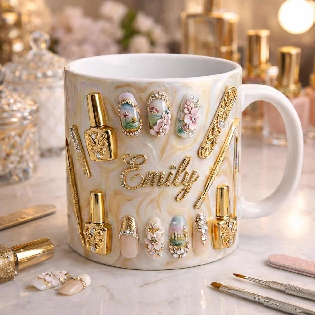 Luxury Nail Tech Mug Personalized Name, Nail Artist Gift, 3D Nail Art Coffee Mu… - Image 17