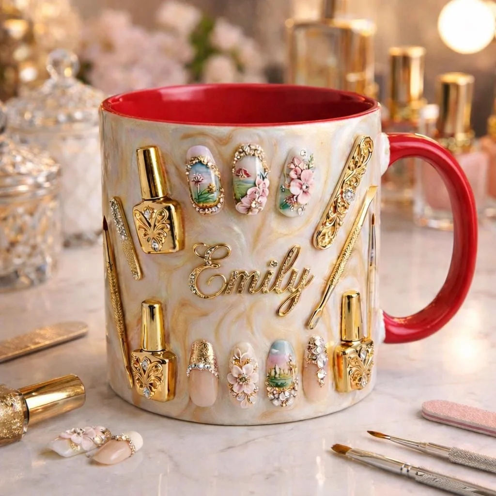 Luxury Nail Tech Mug Personalized Name, Nail Artist Gift, 3D Nail Art Coffee Mu… - Image 23