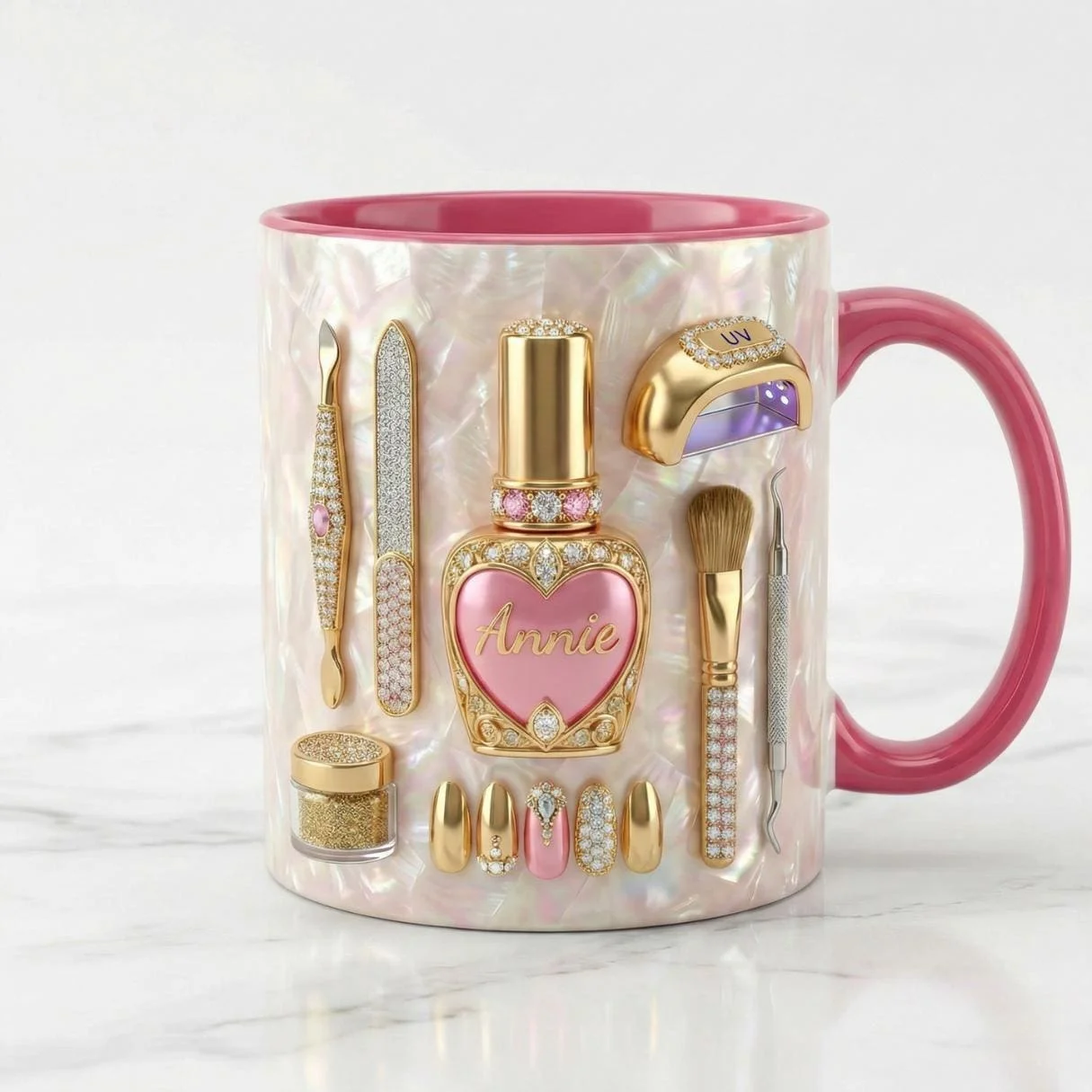 Custom Name Nail Tech Accent Mug, New Nail Salon Owner Coffee Mug, Gift for Nai… - Image 36