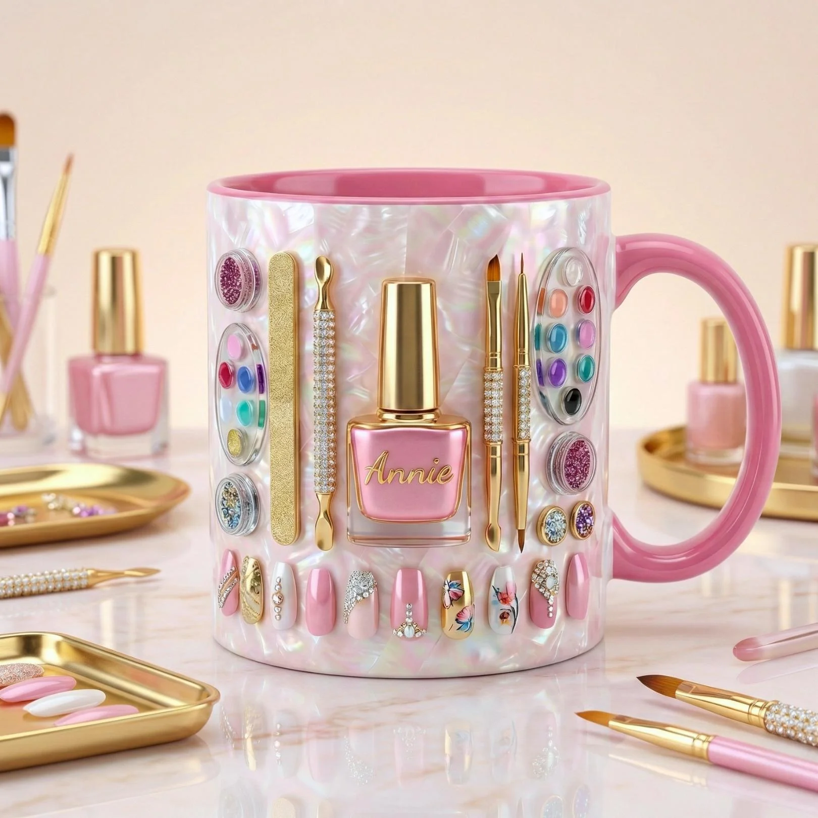 Custom Name Nail Tech Accent Mug, New Nail Salon Owner Coffee Mug, Gift for Nai… - Image 58
