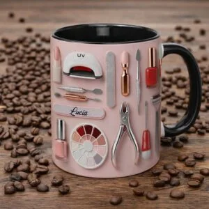 Personalized Nail Salon Accent Mug, Custom Nail Artist Mug, Gift for Nail Technicians & Salon Owners