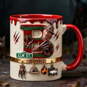 Mug featuring flat 2D artwork NIGHTMARE ALPHABET INITIAL LETTER ACCENT MUG - PERSONALIZED GIFTS 03QHQN140126