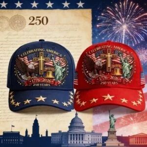 2-Pack US 250th Anniversary Caps - Eagle and Liberty and Cross Design, Adjustable Patriotic Baseball Caps, Unisex, Printed Caps, Independence Day Caps, Holiday Accessories, Ideal Gift for History Lovers, Suitable for All Seasons