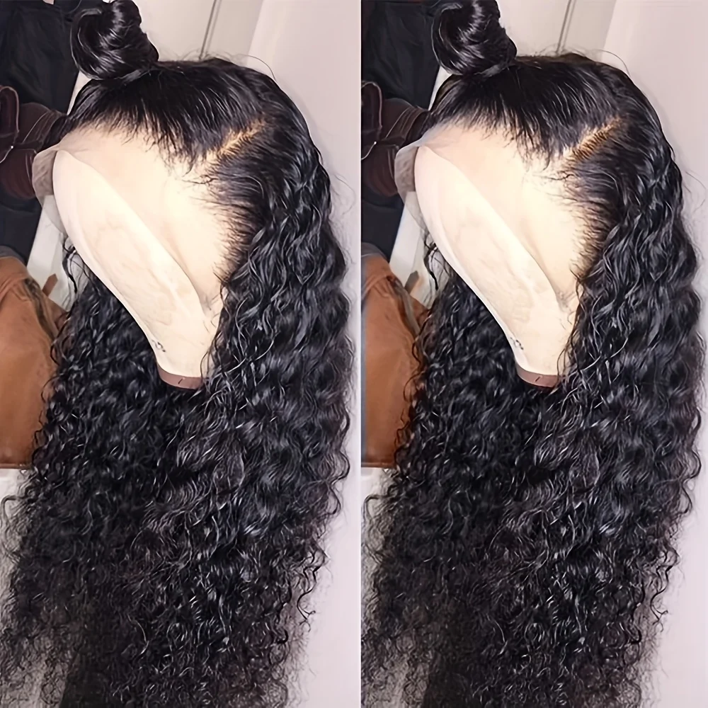 24 Inch Long Loose Curly Wave Frontal Wig Glueless 13x4 Free Part Lace - Pre Plucked Natural Black Hair System with Heat Resistant Fibers, 180% Density for African Women, Daily & Party Wear - Image 34