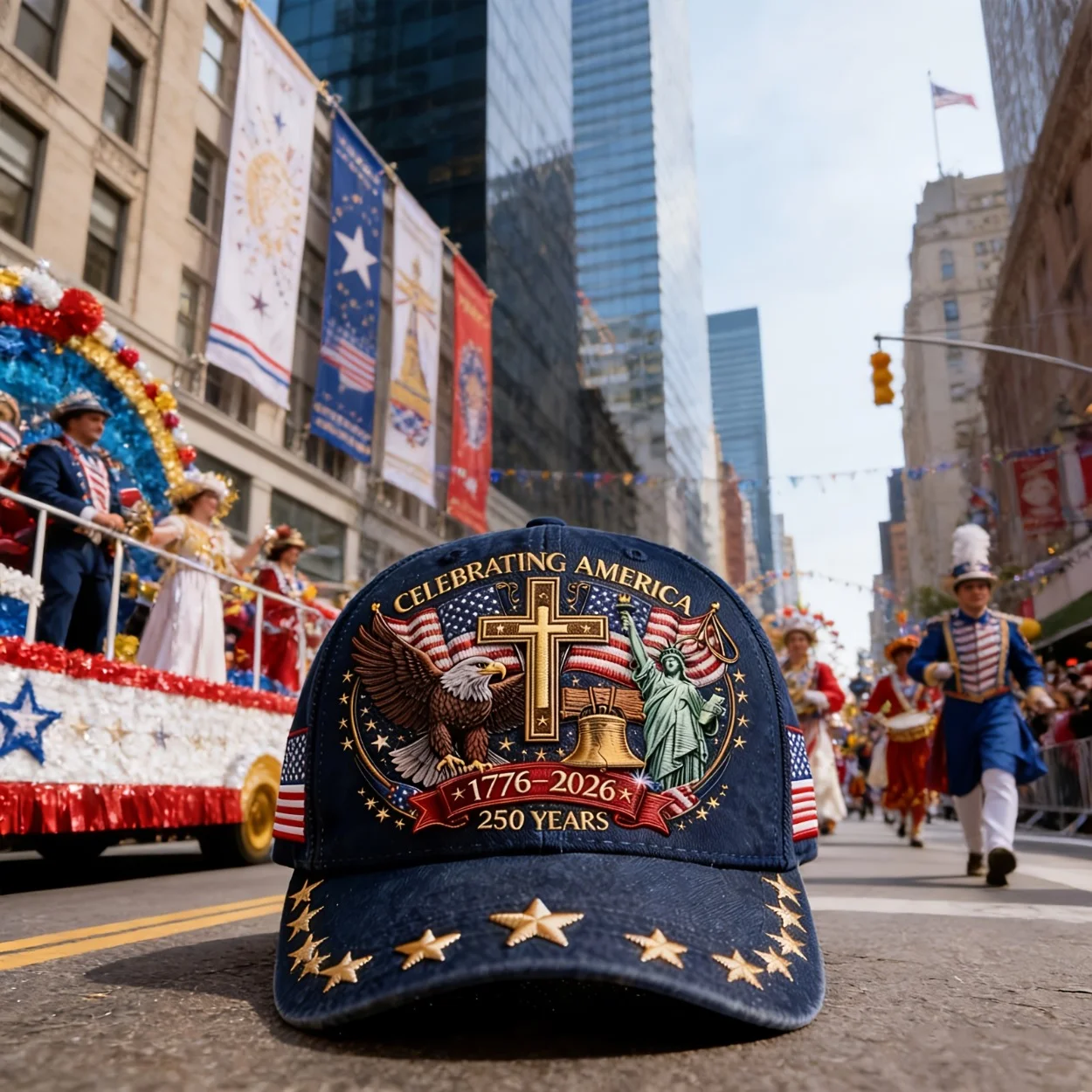 2-Pack US 250th Anniversary Caps - Eagle and Liberty and Cross Design, Adjustable Patriotic Baseball Caps, Unisex, Printed Caps, Independence Day Caps, Holiday Accessories, Ideal Gift for History Lovers, Suitable for All Seasons - Image 29