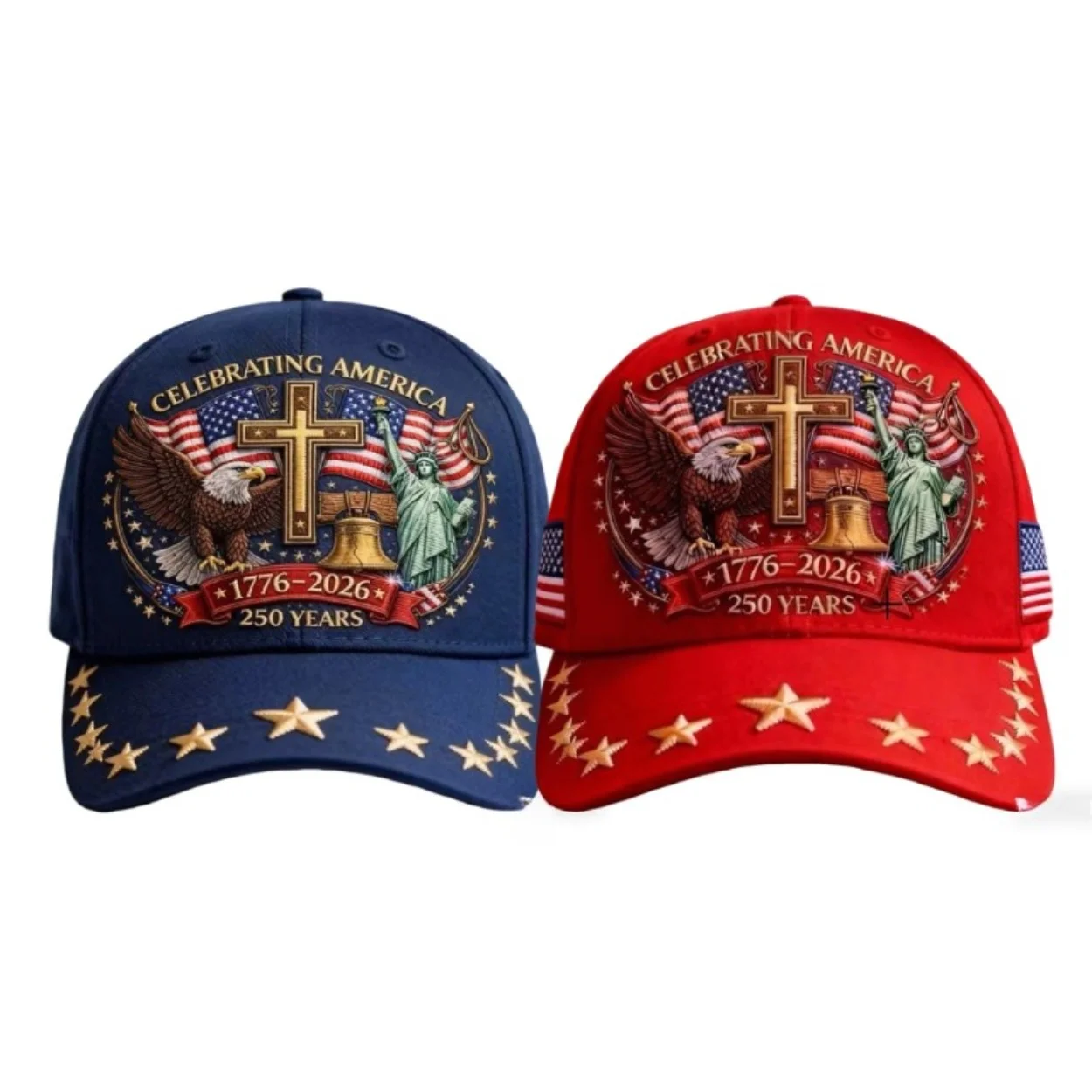 2-Pack US 250th Anniversary Caps - Eagle and Liberty and Cross Design, Adjustable Patriotic Baseball Caps, Unisex, Printed Caps, Independence Day Caps, Holiday Accessories, Ideal Gift for History Lovers, Suitable for All Seasons - Image 53