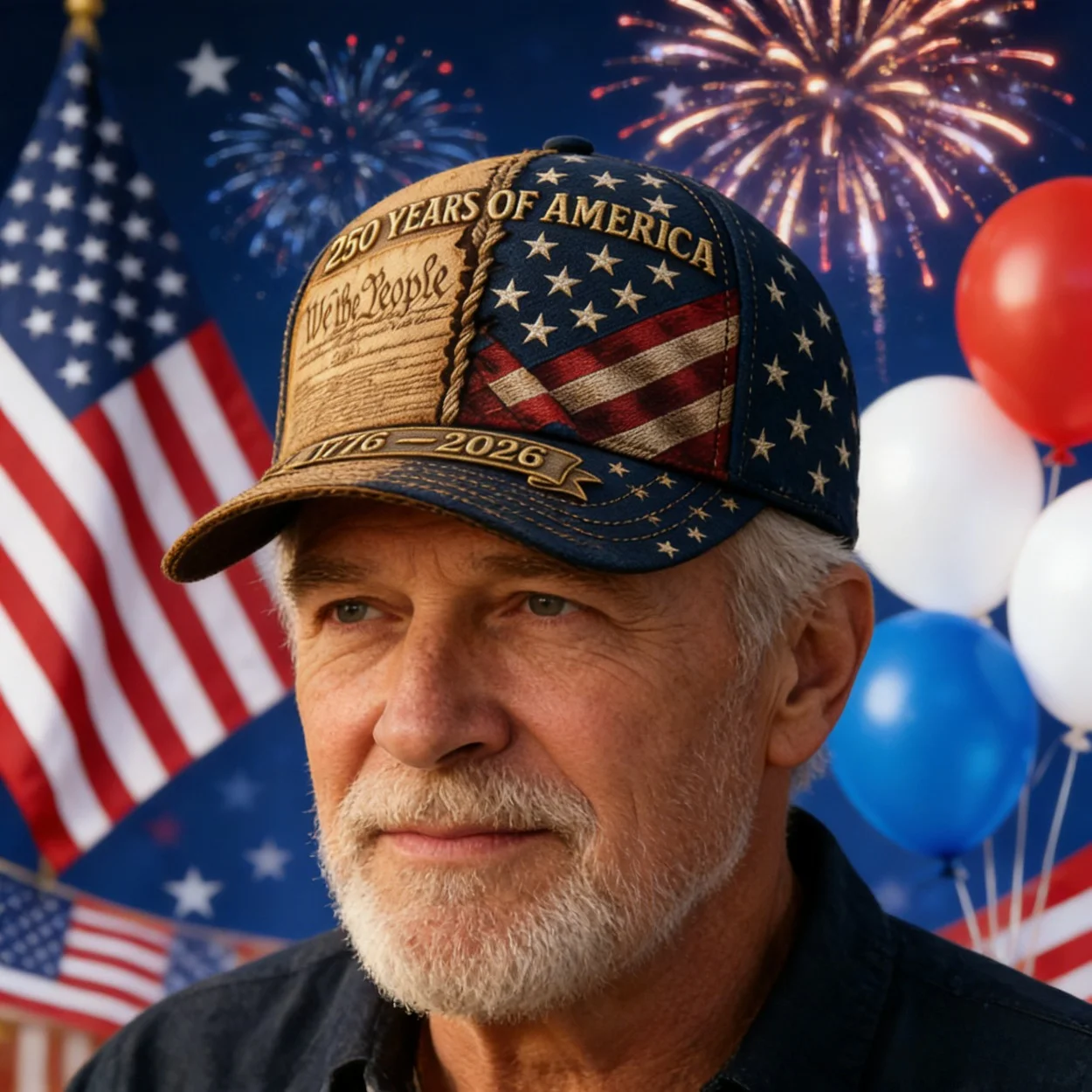 250th Anniversary American Flag Baseball Cap - Adjustable Vintage Commemorative… - Image 4