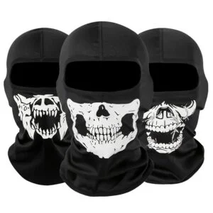 Punk Fashion Skull Print Balaclava Hat | Breathable Black Full Face Mask, Suitable for Cycling, Skiing, Outdoor Sports, Made of Lycra (Spandex)