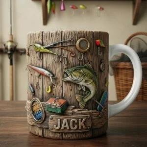 Personalized Gifts For Fishing Lovers Coffee Mug 2D printed design (flat print)