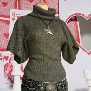 Y2K Pullover Women's Fashion Top Sweater Elegant Casual Fabric Short Sleeve Sexy Winter Ribbed Hollow Gray Women's Sweater Winter Autumn Elegant Party Pinterest Clothing Exquisite Fashion High Quality Winter Women's Autumn ZLLZ