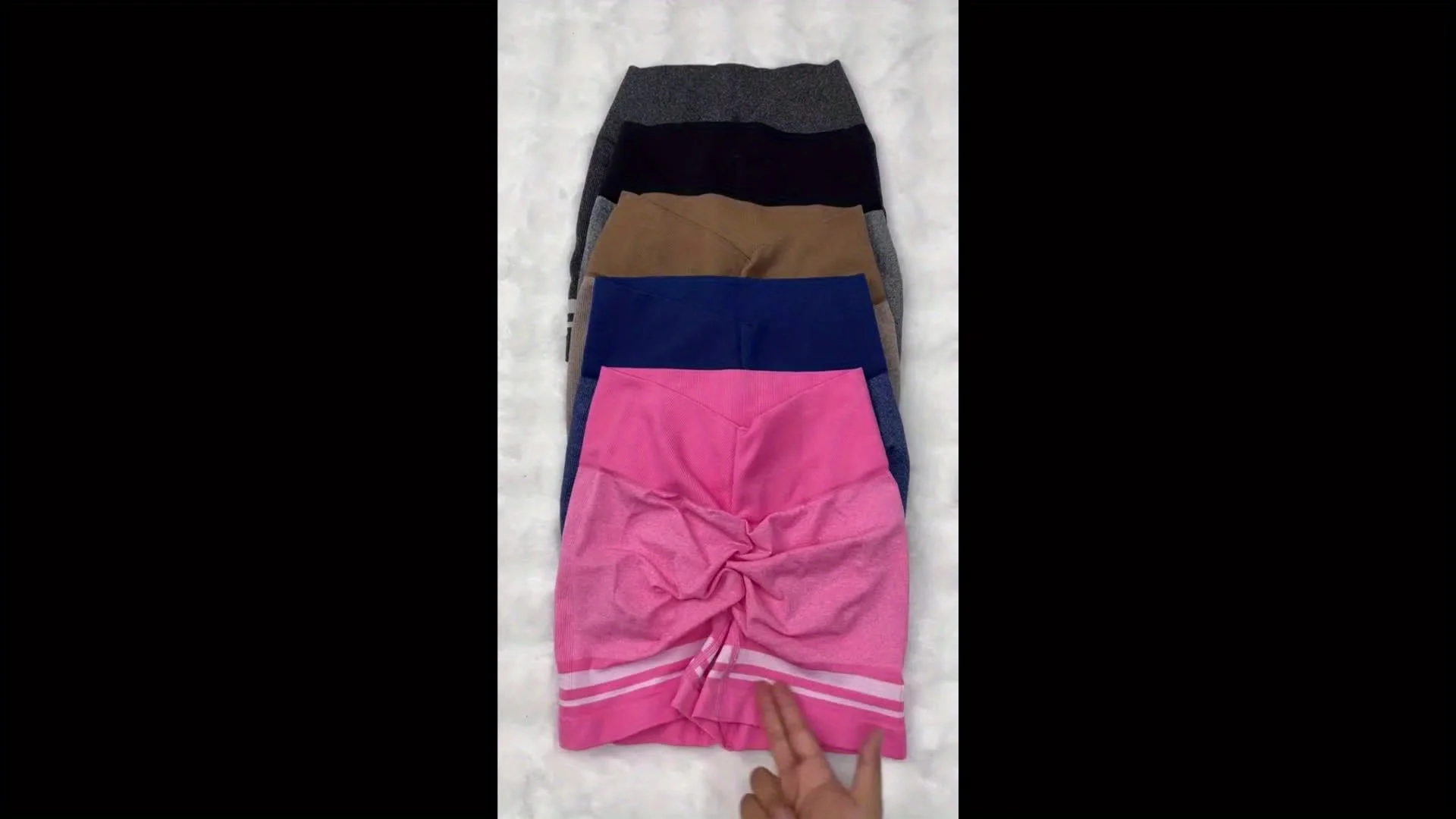 Set of 3 Women'S High-Waisted Seamless Color Block Striped Workout Shorts - Designed to Lift The Butt, Control The Tummy, And Made from Stretchy Nylon for Running And Gym Use, in Black, White, And Gray - Image 45