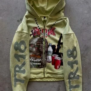 Women'S Y2K Retro Hip Hop Oversized Zip Hoodie Jacket with Bold TR18 Letter Graphic & 18 Number Design - A-Line Streetwear Coat, Long Sleeve Urban Outerwear with Pockets, Fall Winter Layering & Party Outfit, Casual Daily Wear (Green/Yellow), Yellow Zip Up Jacket, Fall Sweatshirt For Women, Winter Clothe For Women, Fall Clothe For Women, Women' Sweatshirt, Women Fall Clothe, Women Sweatshirt, Hoodie For Women, Women Clothe, Black Jacket, Women' Top, Mom And Daughter Matching Outfit