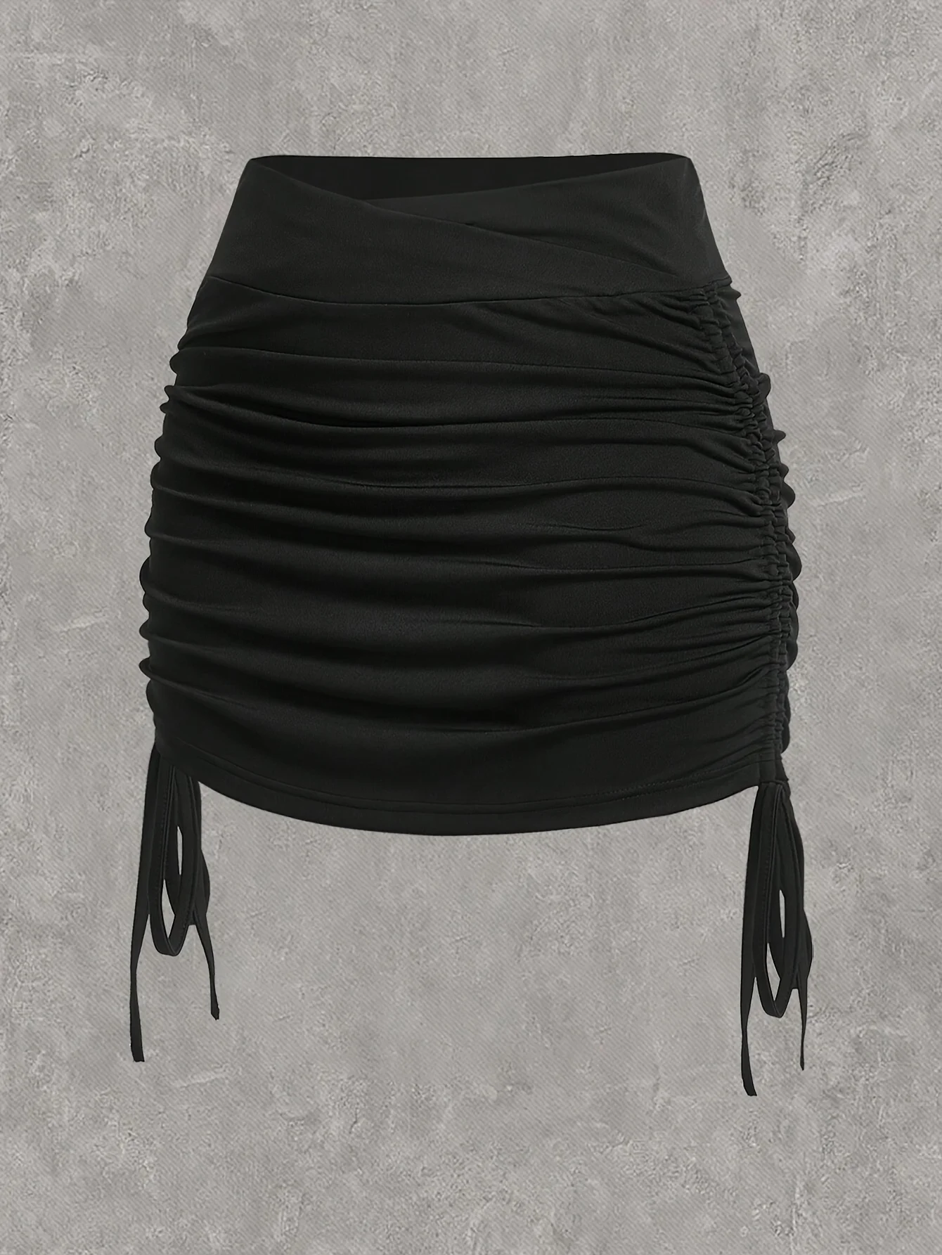 2pcs Women's Sexy Drawstring Mini Skirt, Spicy Style Sexy Strap Drawstring Pleated Pants Skirt, Half Body A-line Skirt - Image 3