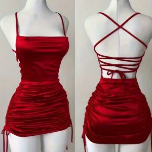 New Valentine'S Day Sexy Women'S Outfit Featuring a Easy Sleeveless Design with a Slit Neckline, Ruffled Details, And a Low-Cut Skirt, Perfect for New Year Celebrations, Parties, And Events