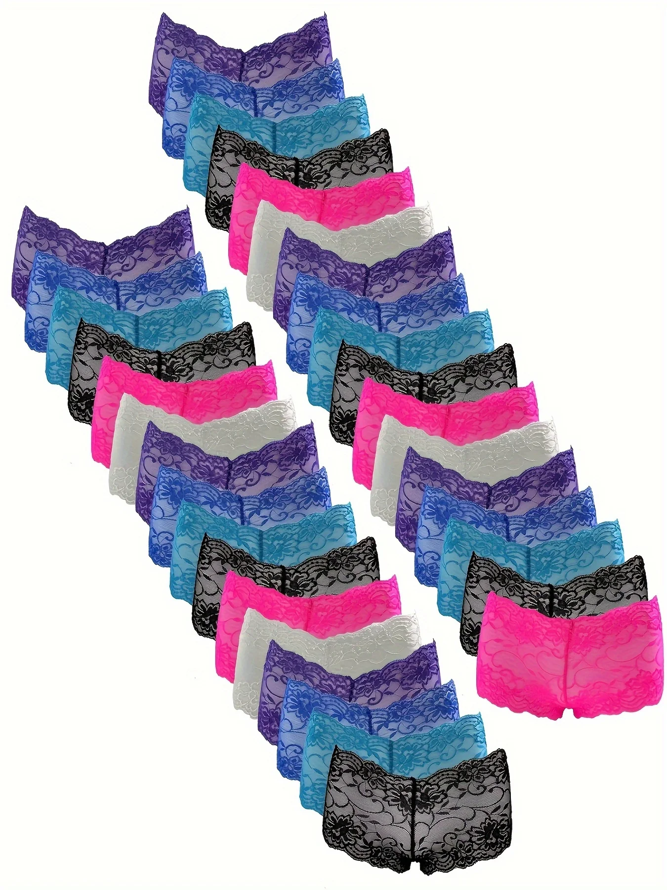 33pcs M-XXL Female Sexy Lace Boxers Underwear Boyshorts Boxer Women Transparent Panties Shorts Ladies Perspective Lingerie( Color Random Delivery)