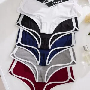 5pcs European and American Women's High Elasticity Low-Rise Solid Color Breathable Comfortable Seamless Briefs