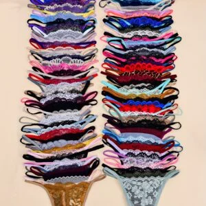 36 Assorted Multicolored Women'S Printed Butterfly Flower Leopard Print Lace Thongs