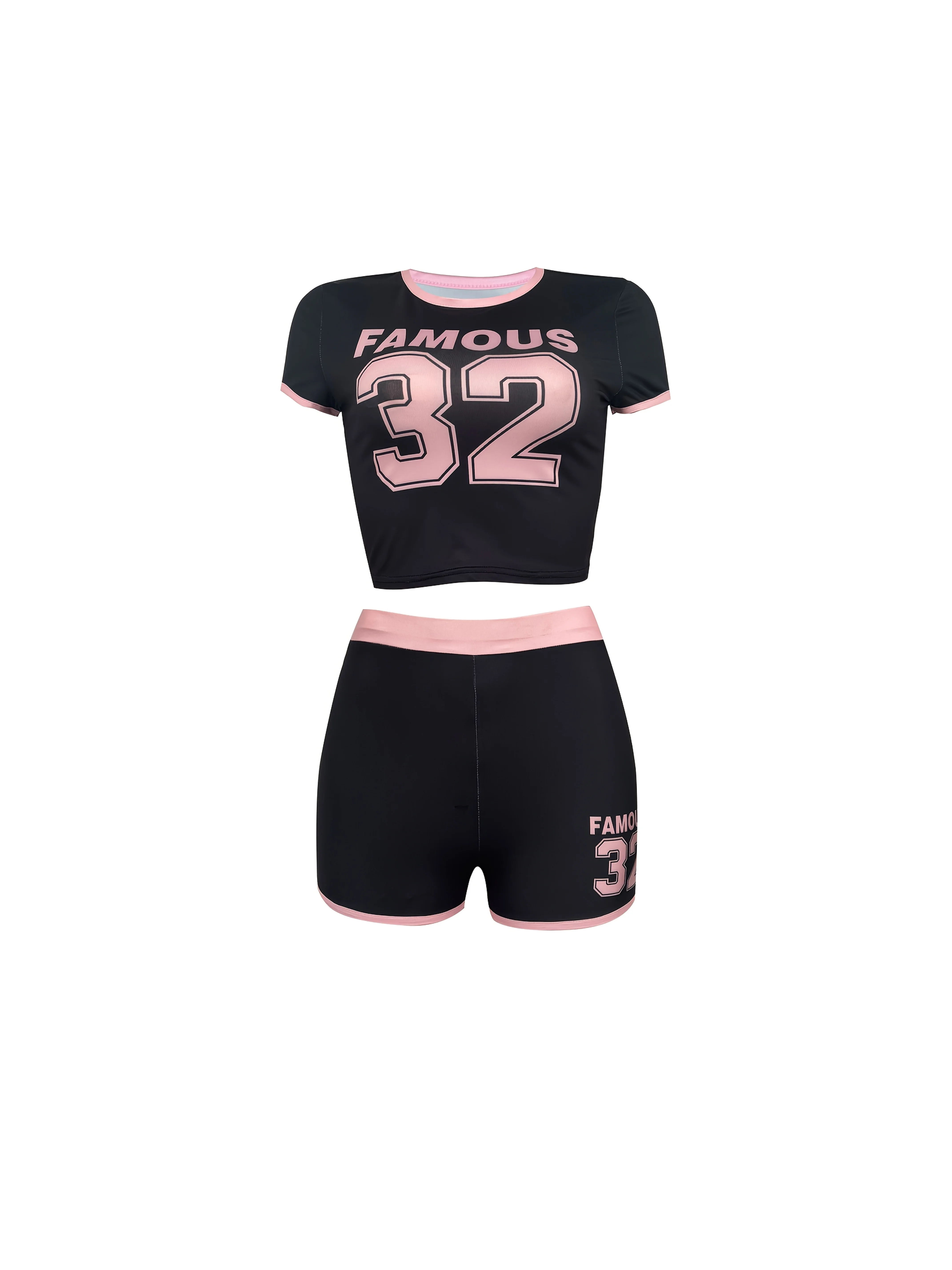 Fashionable Set of Street-Style T-Shirt And Shorts with Elastic Letter Prints for Cross-Border in Europe And America - Image 10