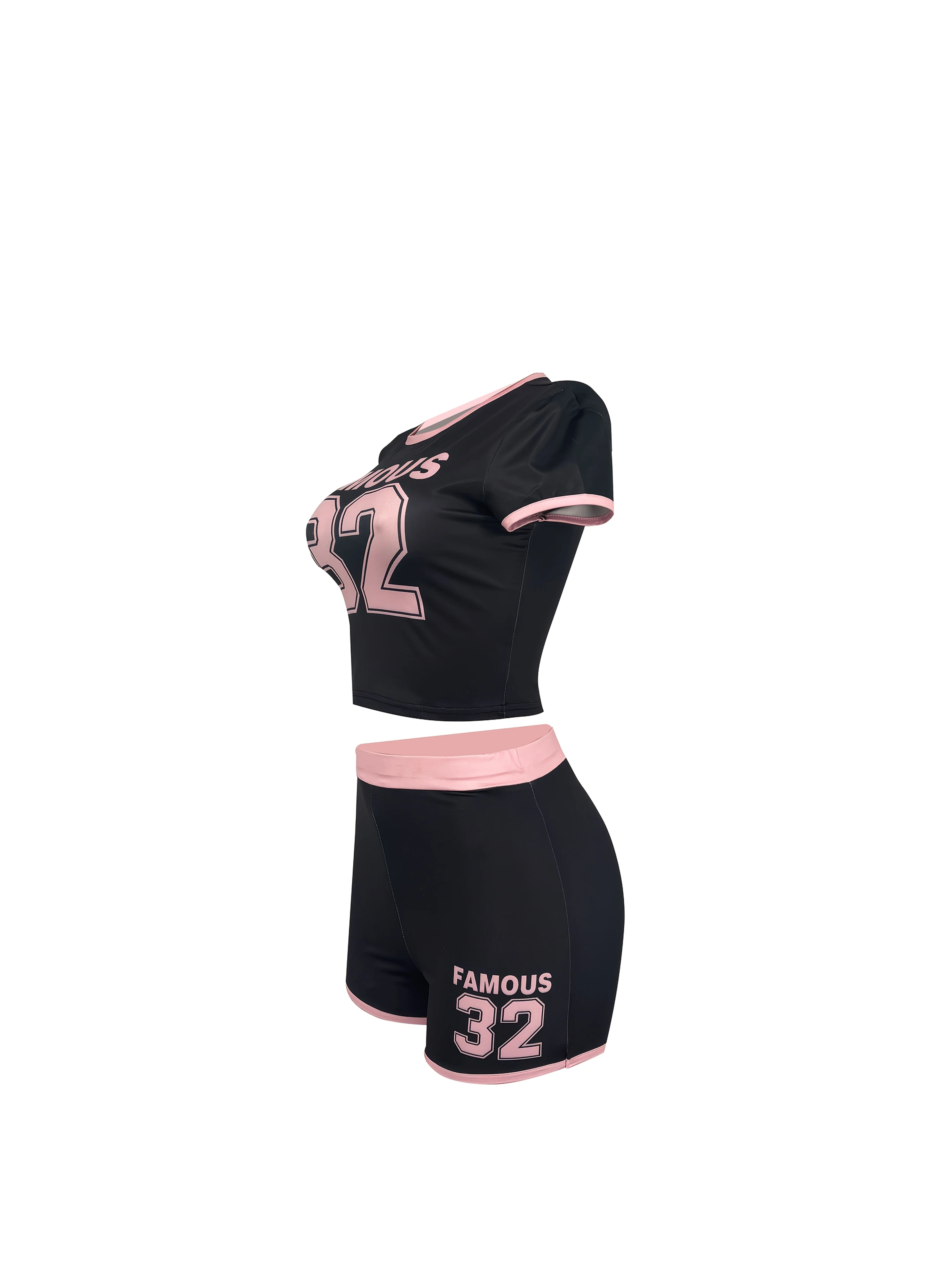 Fashionable Set of Street-Style T-Shirt And Shorts with Elastic Letter Prints for Cross-Border in Europe And America - Image 11