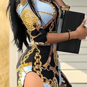 Printed Split Hem Dress