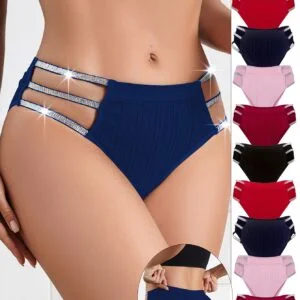 10 PCS Shiny Comfortable Briefs, Ladies Hollowed-out Soft Elegant Fashion Sexy Panties, Romantic Dating Daily Wear, Ladies Sexy Lingerie