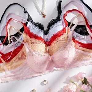 5pcs Women's underwire push-up Bra with Boning - Full Lift Push-Up, Adjustable Straps & Soft Bra Cups, No Padding - Lace Lingerie for Casual Attire (5pcs) - Suitable for Lingerie & Underwear