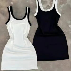 Women's Color-block Vest Dress Two-piece Set