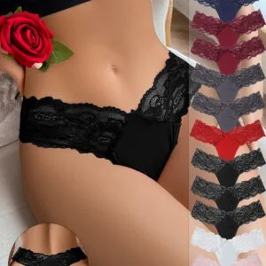 14-Pcs Women'S Sexy Heavy-Duty Mesh Thongs - Elegant Lace Paneled Low-Waist Bikini-Style | Breathable, Solid Color | Romantic Holiday Style, Comfortable & Stylish | Smooth Fabric, Ideal For Daily Underwear
