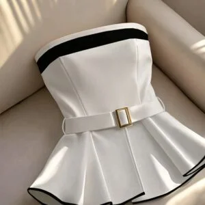 [Strapless Bandeau Top] Sexy Waist-Cinching Strapless Bandeau Top for Women | Solid Color, All-Season