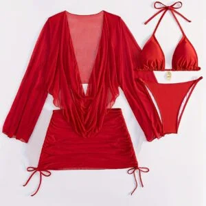 [Fashionable Sexy Bikini] February Hot Fly Direction Fashionable And Sexy Four-Piece Bikini Set