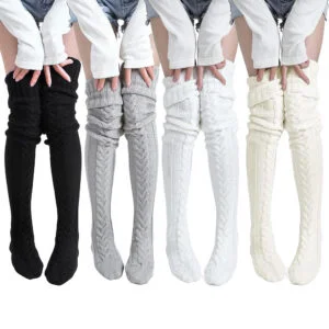 1 Pairs Women's Cable Boot Socks Extra Long Thigh High Winter Stockings Over Knee Leg Warmers